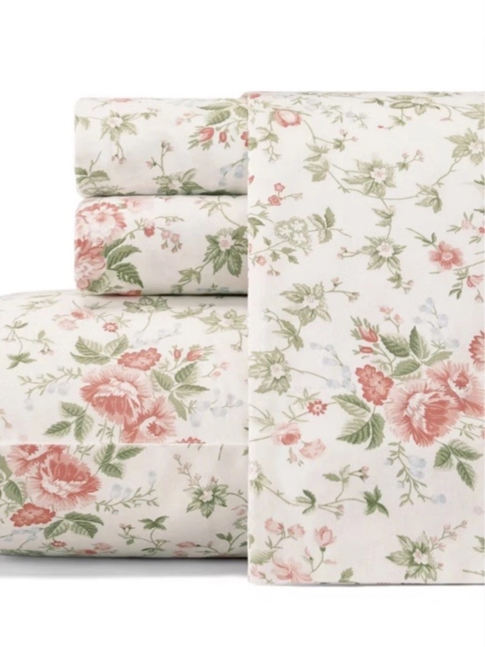 Laura Ashley ~ KING ~ Lilian Floral 4 Pc Sheet Set 100% Cotton Sateen ~ 300TC - Picture 7 of 9